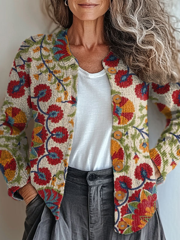 vintage-flower-art-print-buttoned-cardigan-sweater-fhui