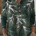 Women's Cozy Cedar Print Henley Neck Sweater Top