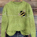womens-lovely-bee-art-print-knit-pullover-sweater