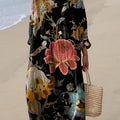 Women's Vintage Lovely Floral Art Print Cotton Dress