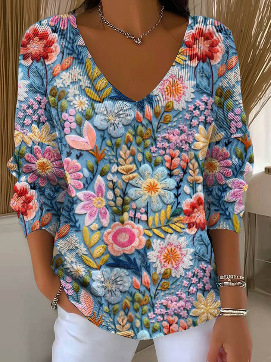 womens-vintage-floral-art-print-casual-pullover-sweater-74pe