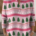 Beautiful Cute Winter Christmas Tree Painting Art Print Buttoned Cardigan Sweater