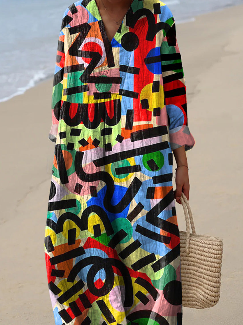 Abstract Graffiti Pattern Printed Women's Dress