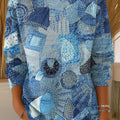 Women's Vintage Patchwork Pattern Art Print Casual Pullover Sweater