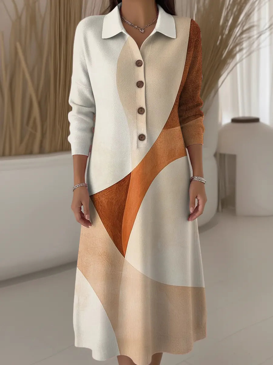 Women's Geometric Pattern Art Print Casual Knitted Dress
