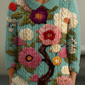 womens-vintage-floral-art-print-casual-peter-pan-collar-3-4-sleeve-sweater-3x6n
