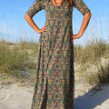Women's Round Neck Vintage Graphic Print Short Sleeve Dress