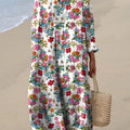 Women's Vintage Lovely Floral Art Print Cotton Dress