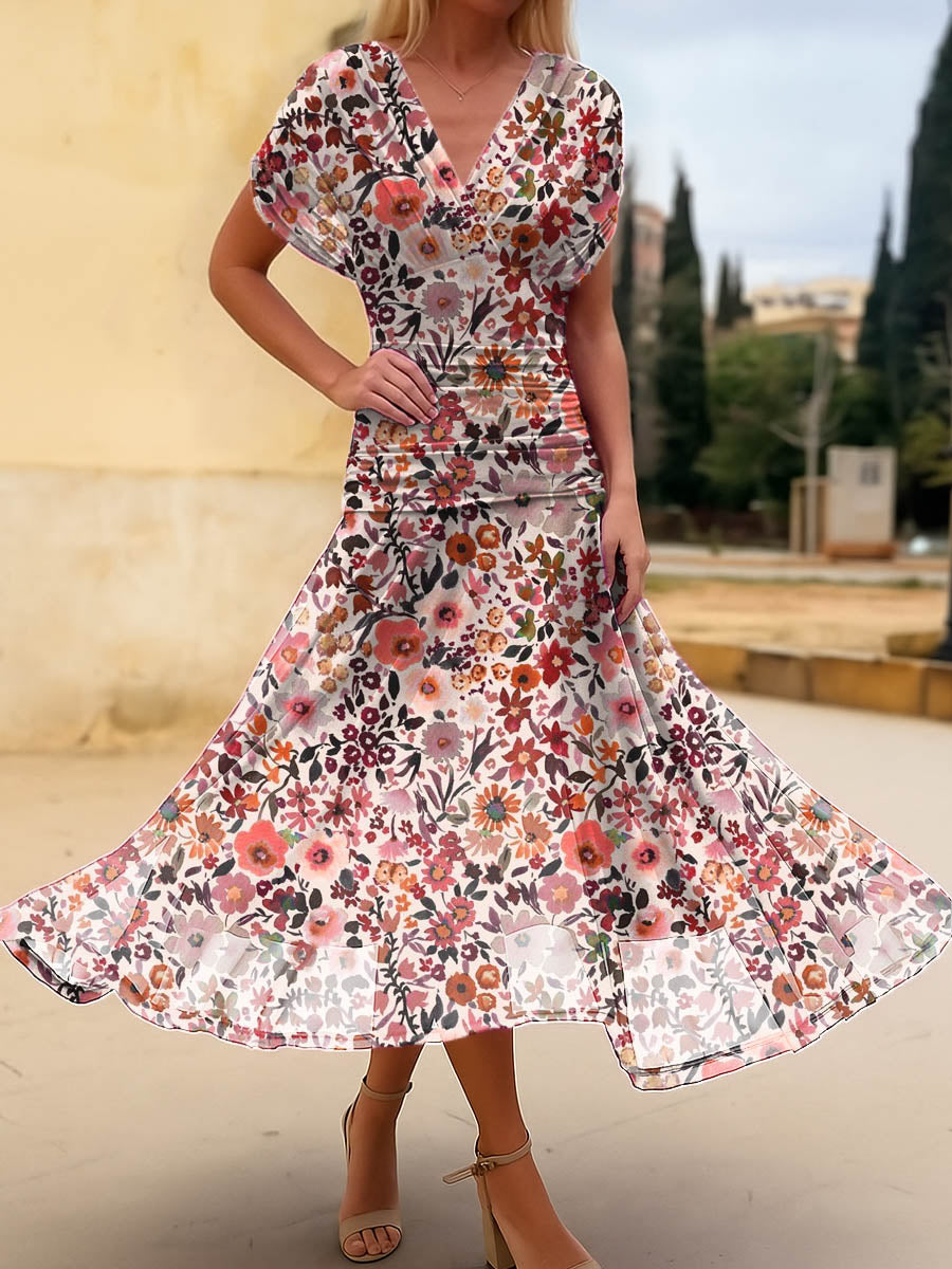 Women's Floral Pattern Art Print Casual Cotton Dress