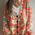 vintage-flower-art-print-buttoned-v-neck-cardigan-sweater-ggk1