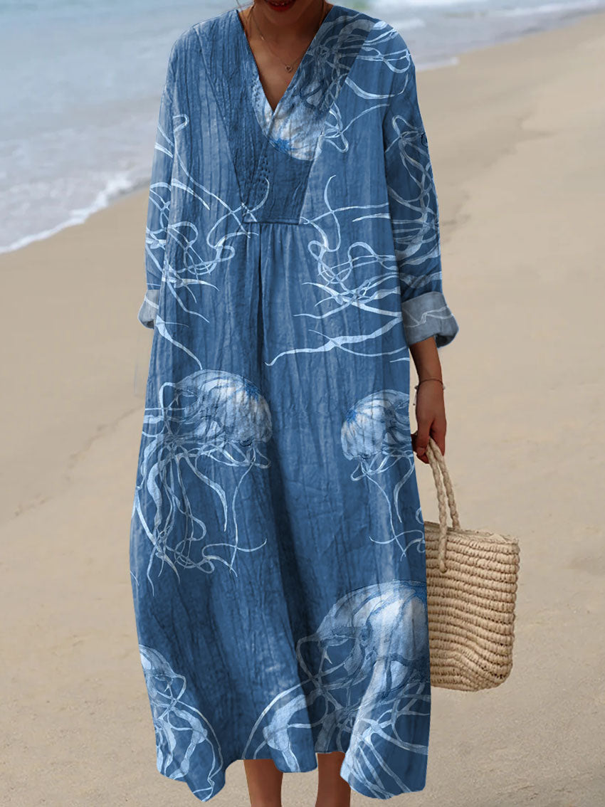 Women's Blue Jellyfish Print Dress