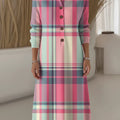 Women's Plaid Pattern Art Print Casual Knitted Dress