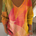 womens-autumn-leaves-orange-casual-print-pullover-sweater-nfm4