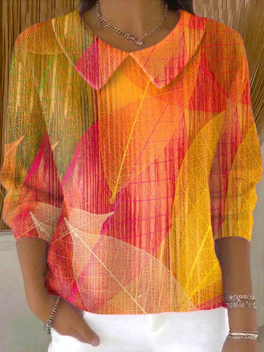 womens-vintage-leaves-art-print-casual-peter-pan-collar-3-4-sleeve-sweater