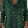 Women's Elegant Solid Color Loose Shiny Sweater