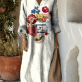 Women's White Ocean Art Print Dress