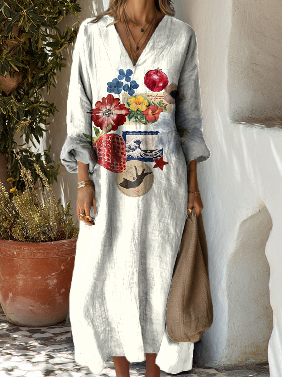 Women's White Ocean Art Print Dress