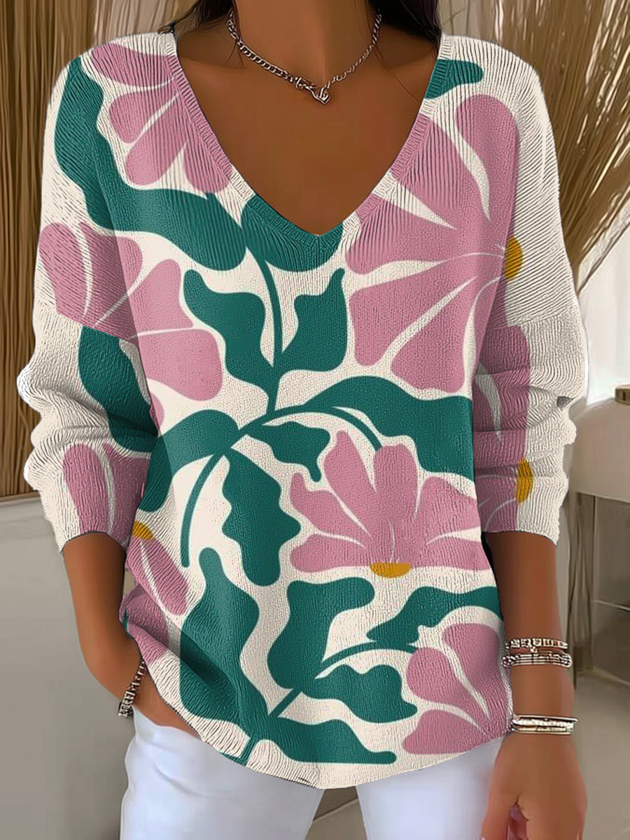 womens-flowers-and-plants-pattern-pullover-sweater