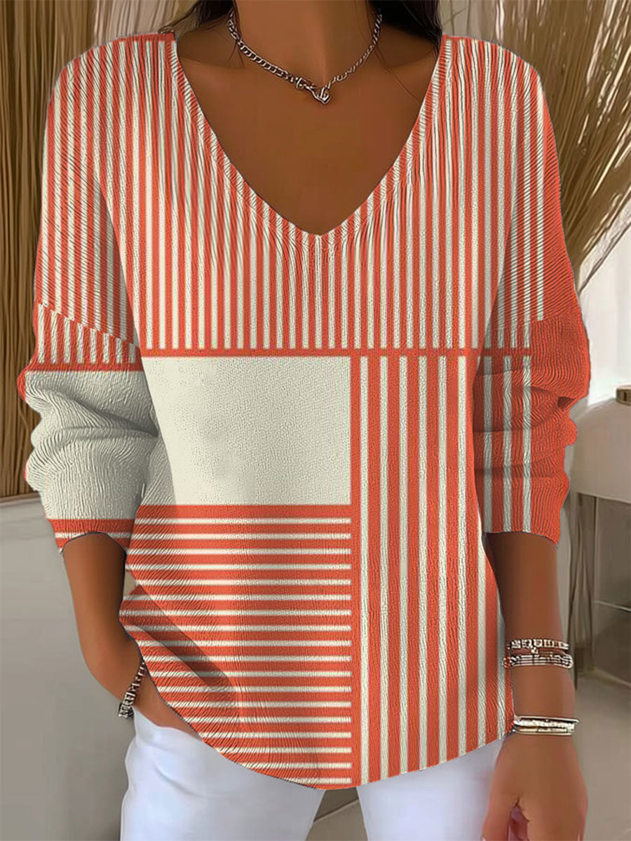 womens-vintage-abstract-geometry-art-print-casual-pullover-sweater-wjmz