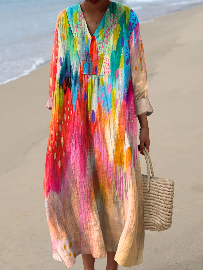 Women's  Gradient Rainbow Colors  Art Print Casual Dress