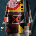Women's Abstract Print Art Casual Cotton And Linen Shirt