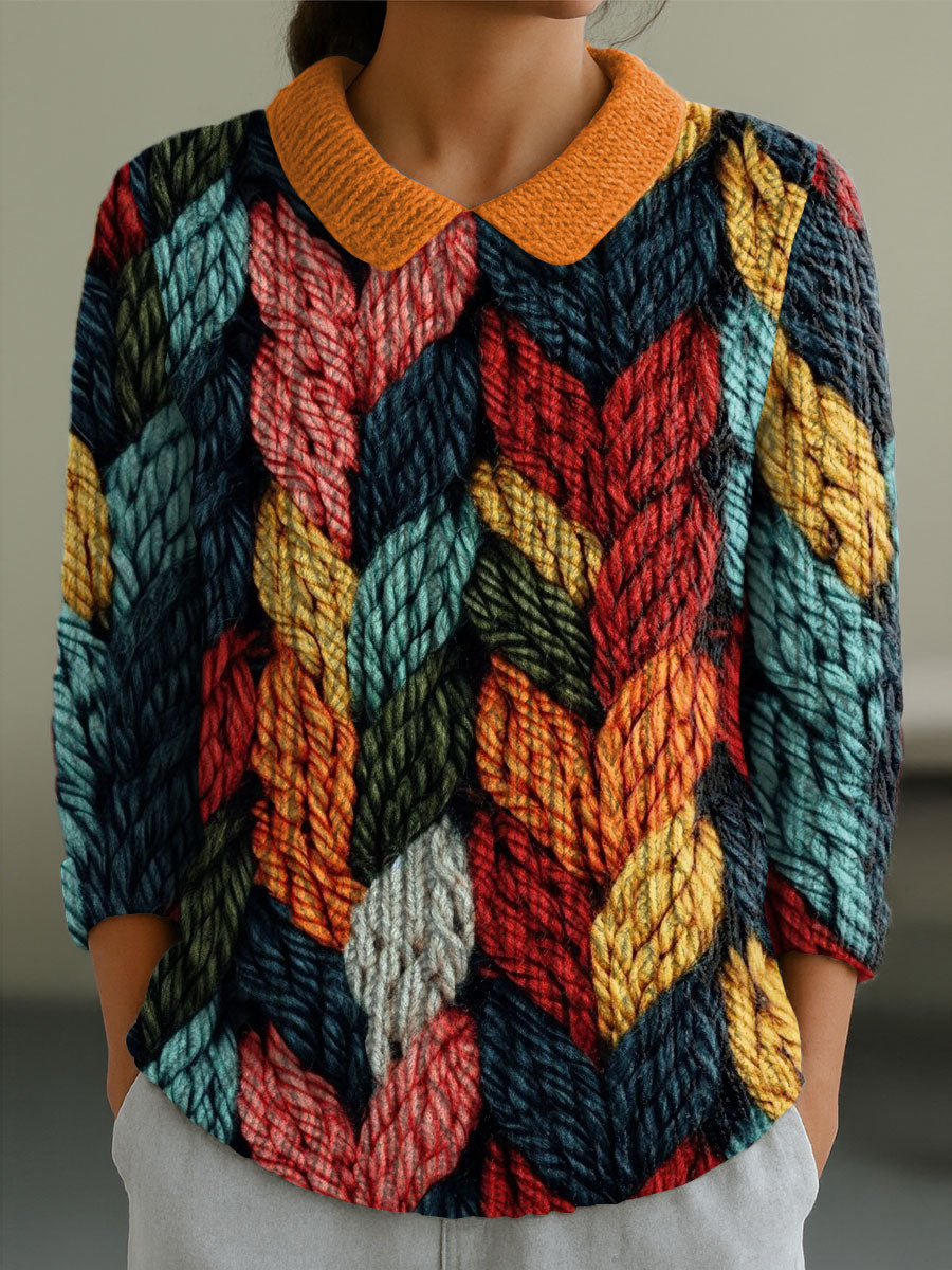 womens-geometric-color-contrast-splicing-abstract-casual-print-peter-pan-collar-3-4-sleeve-sweater-qekw