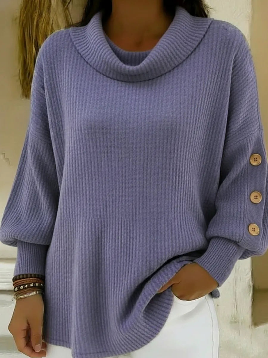 Women's Vintage Buttoned-sleeve Sweater
