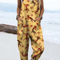 Women's Vintage Ethnic Pattern Art Print Casual 100% Cotton Wide Leg Jumpsuit
