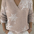 Women's Christmas Snowflake Pattern Art Print Buttoned Cardigan Sweater