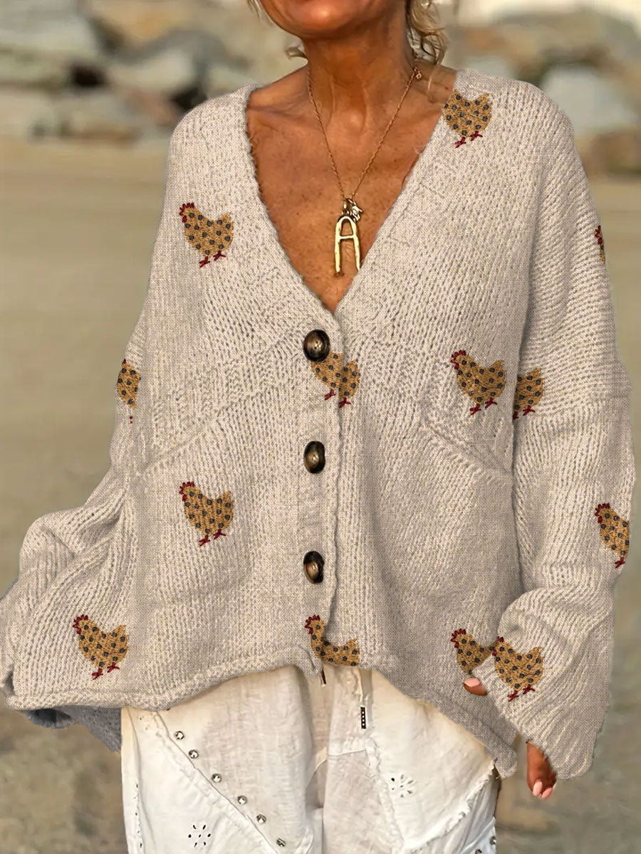 womens-vintage-chicken-flower-art-print-casual-pullover-sweater-s9xu