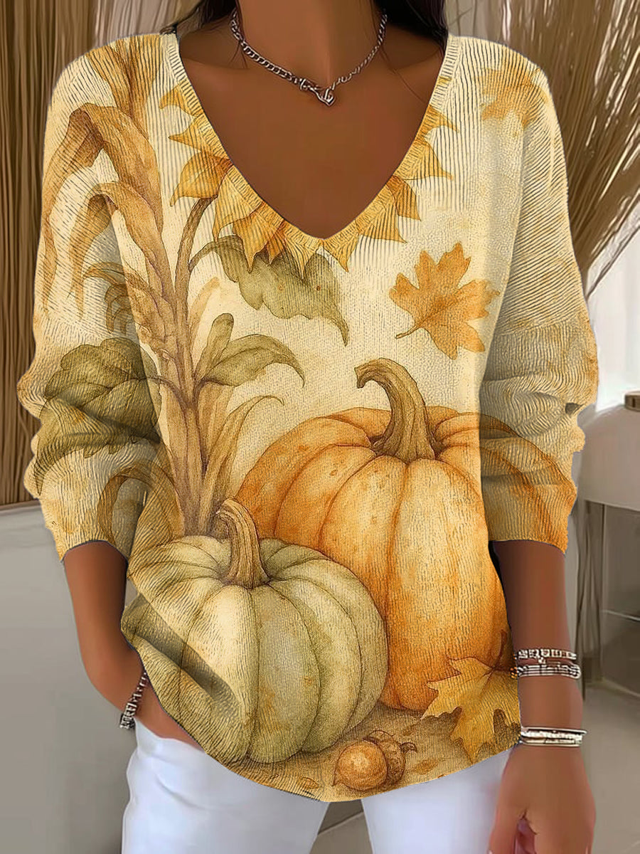 womens-floral-pumpkin-painting-art-print-casual-pullover-sweater-0tv5