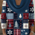 Women's Christmas Pattern Print Cowl Neck Sweater