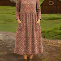 Robe décontractée en coton imprimé floral vintage pour femme