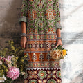 Women's Beautiful Ethnic Geometric Floral Check Art Print Dress