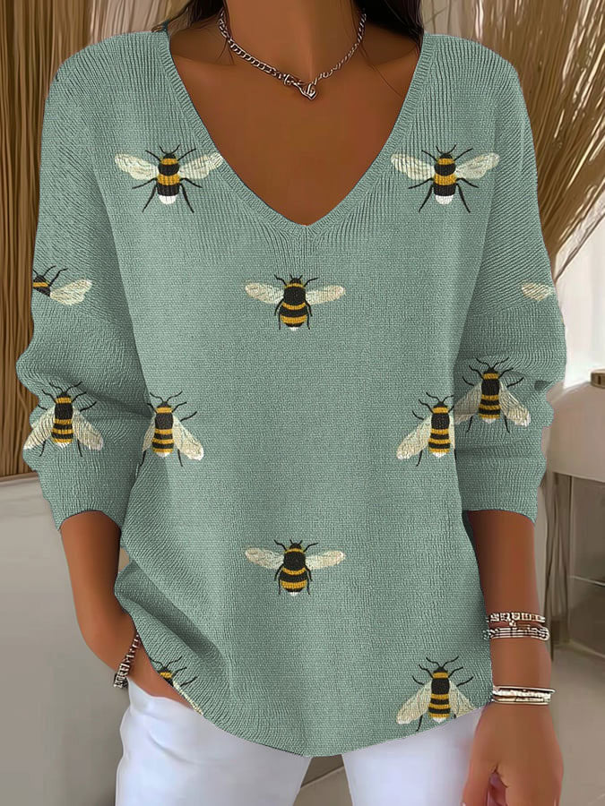womens-funny-bee-art-print-casual-pullover-sweater-9mto