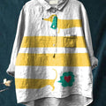 Lovely Dachshund Dog Graphic Printed Women's Casual Cotton And Linen Shirt