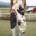 Women's  Funny Chick Art Print Casual 100% Cotton Wide Leg Jumpsuit