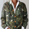 Gilet/pull boutonné à imprimé floral vintage pour femme - 43cf 