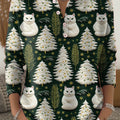 Women's Lovely Christmas Cats Art Print Buttoned Cardigan Sweater