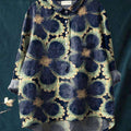 Women's Vintage Floral Art Print Casual Cotton And Linen Shirt
