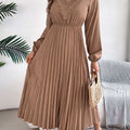 Women's Solid Color Loose Casual V-neck Lace Long Dress