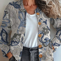 Vintage Flower Art Print Buttoned Cardigan Sweater