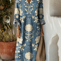 Vintage-Baumwollkleid mit Blumenmuster für Damen