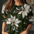 pull-col-rond-manches-courtes-en-maille-imprimé-fleurs-vintage-décontracté-pimw 