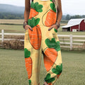 Women's Lovely Carrots Art Print Casual 100% Cotton Wide Leg Jumpsuit