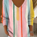 Women's Beautiful Abstract Colorful Stripes Painting Art Print Casual Pullover Sweater