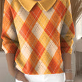 womens-halloween-plaid-pattern-art-casual-print-peter-pan-collar-3-4-sleeve-sweater-wqmp