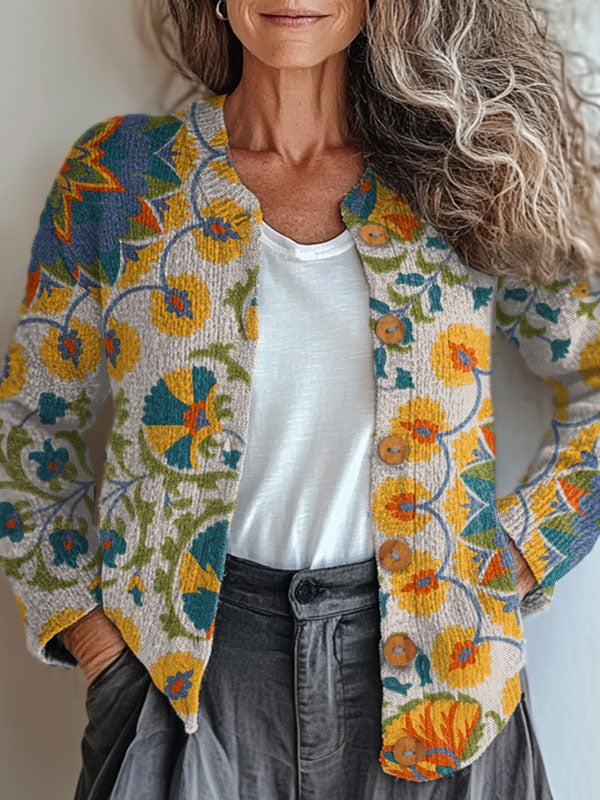 vintage-flower-art-print-buttoned-cardigan-sweater-d2al