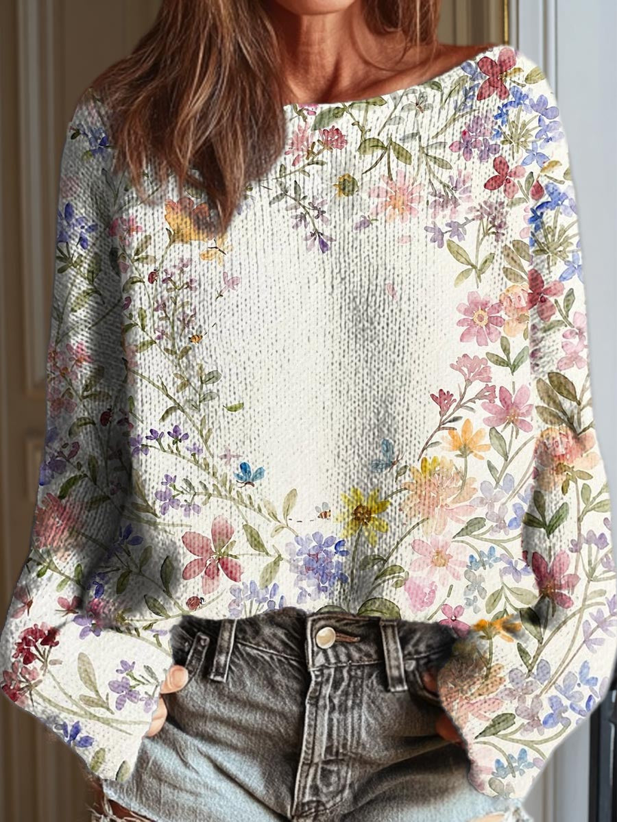 womens-artistic-watercolor-flowers-casual-pullover-sweater