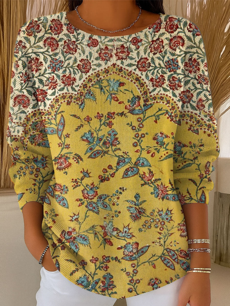 womens-vintage-flower-art-print-casual-pullover-sweater-ovde